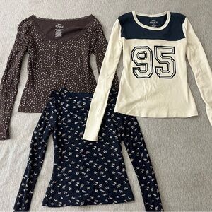 3 top Bundle: PINK republic + Harper & Ivy fitted long sleeves, pointelle lace